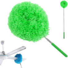 Ceiling Fan Cleaner Duster with Extension Pole, 11.8–31.49" Adjustable, Reusable Microfiber for High Ceilings, Doors, Windows, Furniture (Blue)