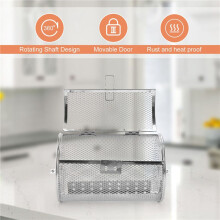 Stainless Steel Grill Roaster Drum Oven Basket Bakeware Oven Roast Baking Rotary Nuts Basket BBQ Grill Cooking Tool A