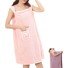 Women's Tank Top Towel Robe with Pocket, Soft Coral Fleece Wrap for Shower, Pool, Spa & Beach – Hands-Free Drying