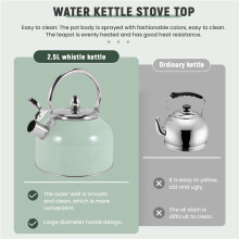2.5L Whistling Kettle for Gas Stove All Stovetops Stainless Steel Coffee Tea Kettle Gas Teapot