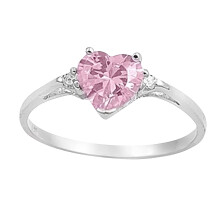 Sterling Silver Heart Shaped White Opal Engagement Promise Band Ring
