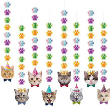 Guirlande suspendue Chat – Décoration de fête d'anniversaire Miaou, thème chatons et animaux de compagnie, idéale pour une fête d'anniversaire