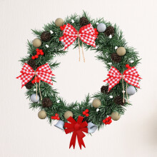 10Pcs/Set Christmas Plaid Bowknot Red Black White Hemp Rope Reusable Xmas Tree Gift Box Wreath Decoration Holiday Buffalo Bowknot Party Supplies