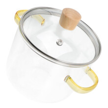 Clear Glass Stockpot with Lid and Double Handles