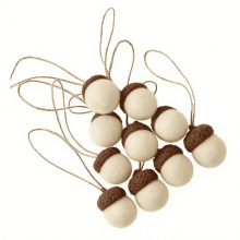 10-Piece White Felt Acorn Ornaments - Cozy & Classic Decor for Your Christmas Tree & Fall Garland. Add Versatile Charm!