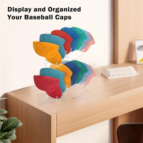Hat Organizer for Baseball Hats Two-Layer Acrylic Baseball Hat Display Organizer Hat Rack Display Organizer for Home 2