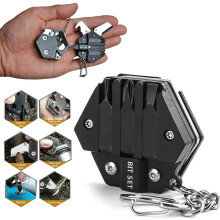 Multitool Card Keychain Screwdriver Set – Hexagonal Foldable Kit Compatible with Everyday Use & Gifts