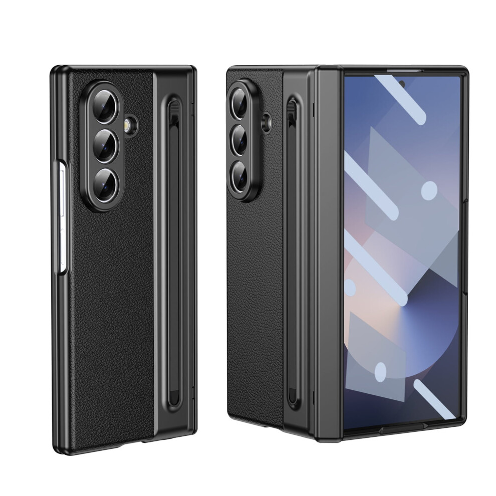 Samsung Galaxy Z Fold 7 Case With S Pen Holder, Slim Stylus, Pu Leather, Built-In Screen Protector & Hinge Protection Â Black 9313598245595