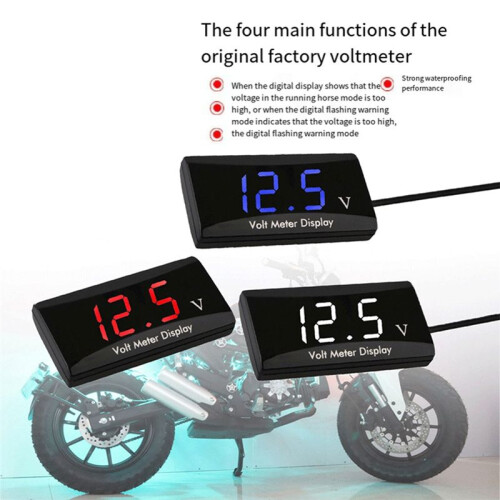 12V Battery Voltmeter Display Digital Voltmeter LED Indicator Universal for Car Motorcycle Voltage Meter  Light 1