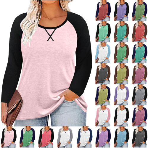 Γυναικεία πουκάμισα με μακριά μανίκια, casual, μεγάλα μεγέθη, μονόχρωμα, στρογγυλή