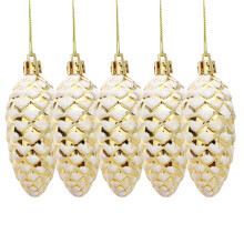 Lot de 5 décorations de pommes de pin pailletées pour sapin de Noël, décoration d'automne et de Thanksgiving – Dorées, compatibles avec les