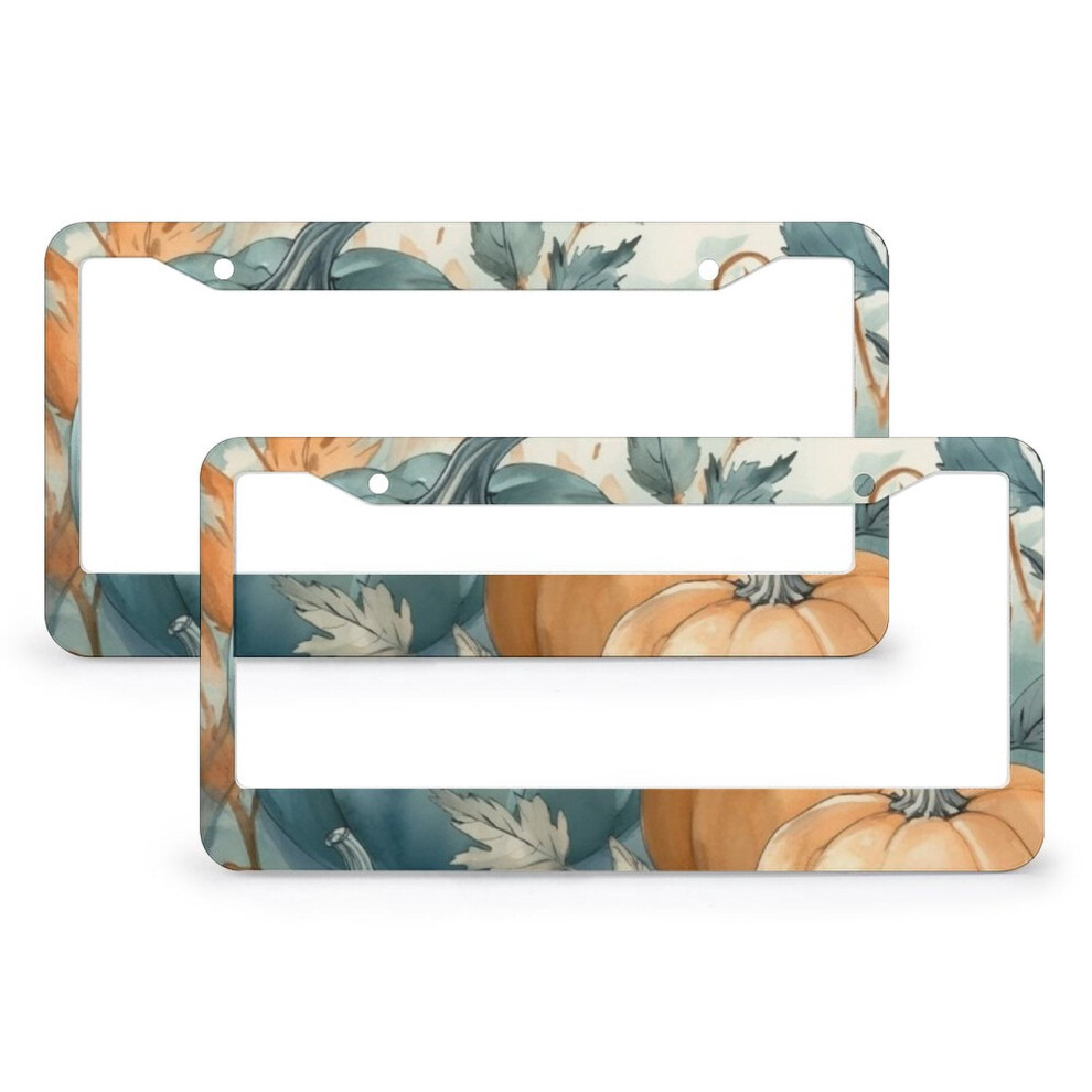 Teal & Pumpkin Floral License Plate Cover 2-Pack Â Autumn Harvest, Thanksgiving, Compatible With Usa/Canada Vehicles Orange 9450273084800