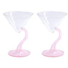 2Pcs Pink Glass Cup Goblets Cocktail Wine Glasses for Club Use