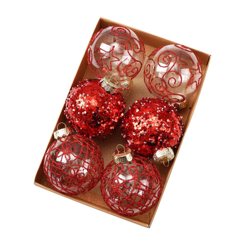 Kayannuo Weihnachtskugeln, transparent lackiert, 8 cm, 6 Stück 1