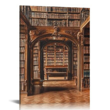 Vintage Bookshelf Tapestry Wall Hanging, Hippie Library Aesthetic Tapestry for Bedroom, Bohemian Retro Picture Wall Art 16x20 in