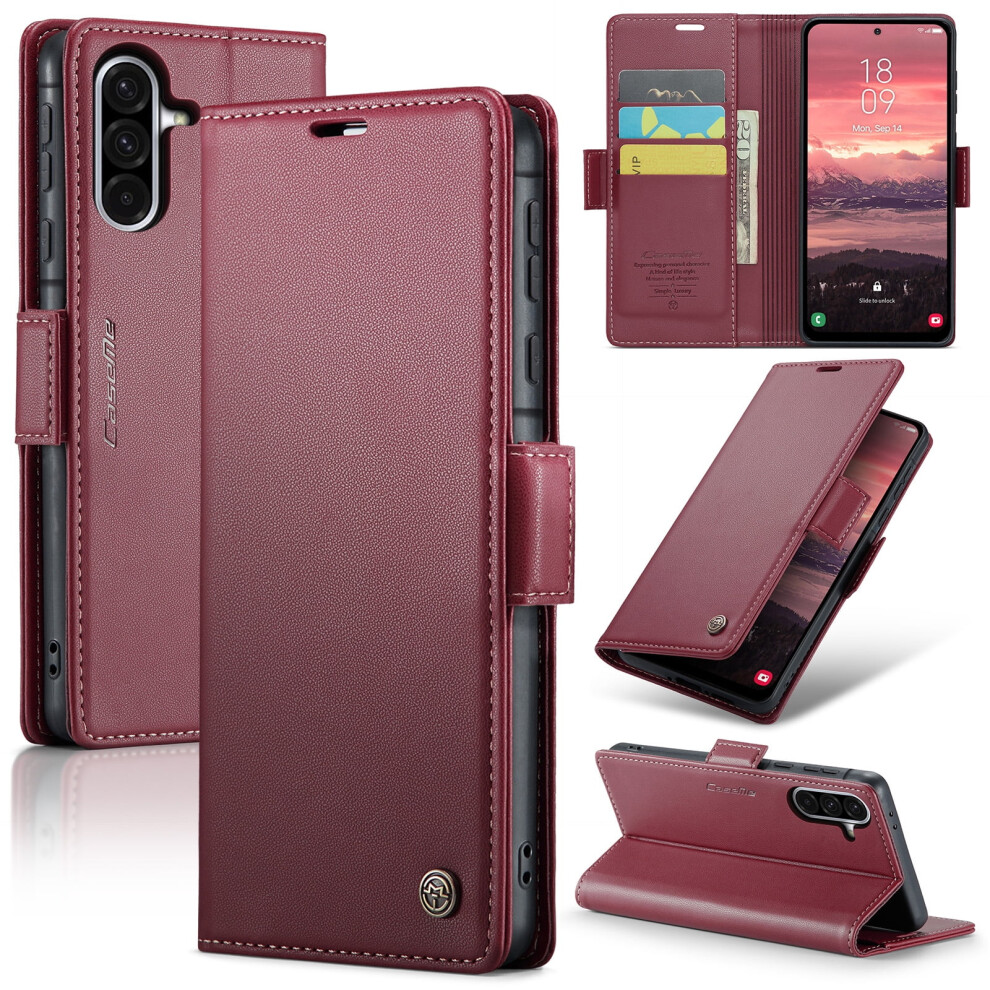 Caseme Leather Wallet Case For Samsung Galaxy A40 – Rfid Blocking, Magnetic Clasp, Kickstand, Wine Red 9313598248121