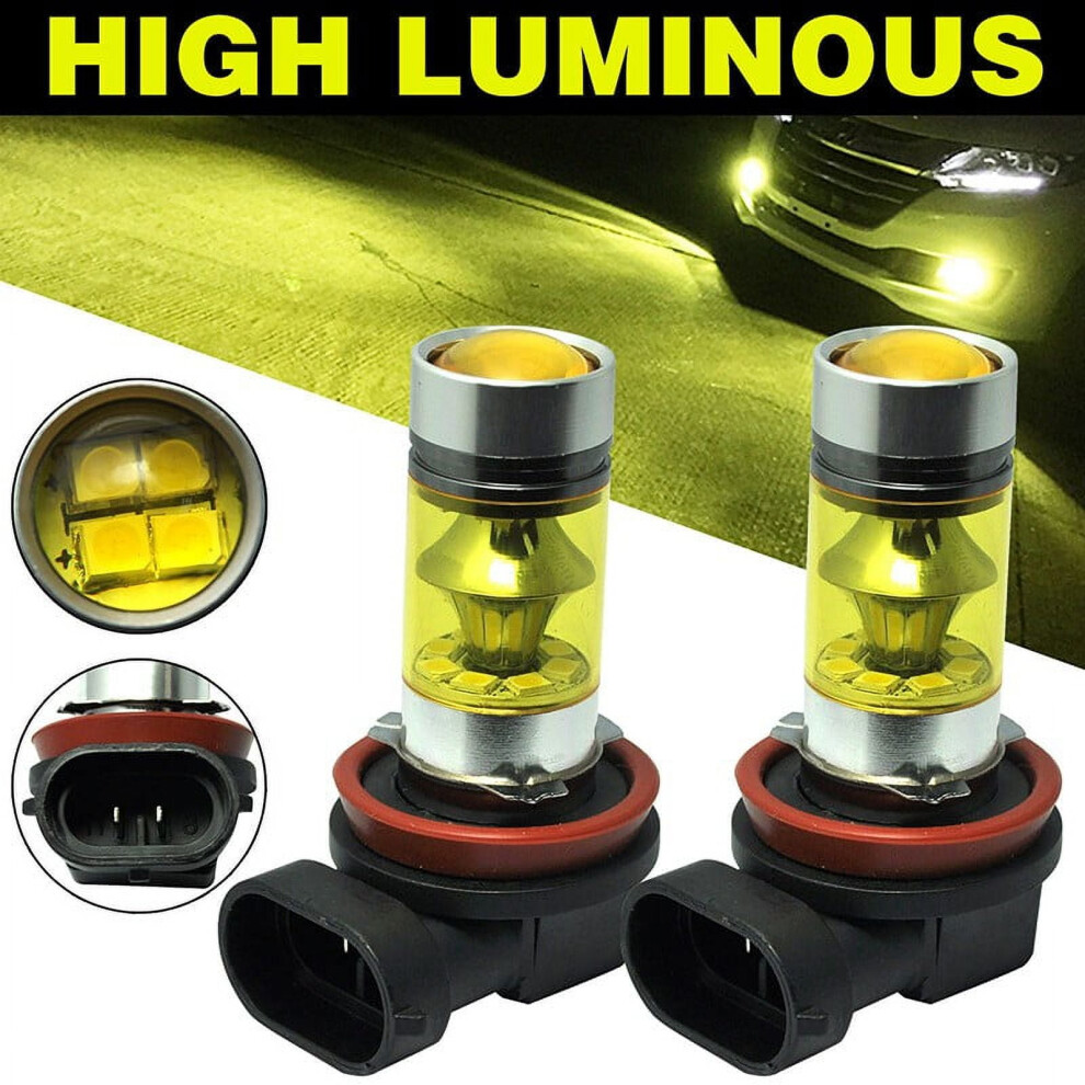 2Pcs/Set 4300K Cars H11 H8 Fog 2323 Led 100W Driving Lamp Drl Bulbs Light/Yellow 9313598247728
