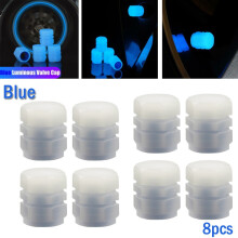 Luminous Car Wheel Tire Valve Stem Caps Blue Fluorescent Dust Covers for Vehicle Rims 8pc