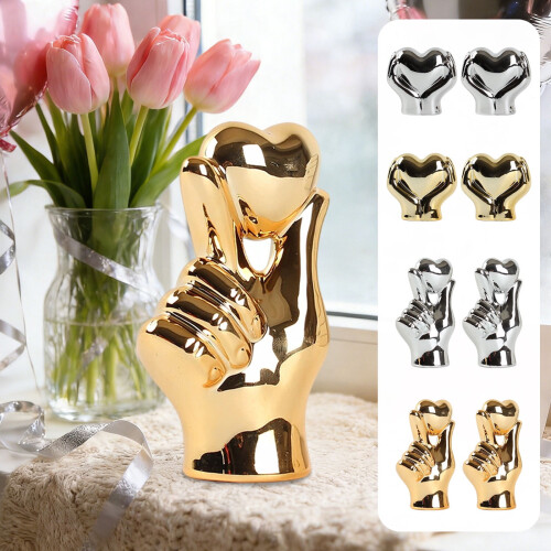 Ceramic Heart Figurines Minimalist 2 pcs