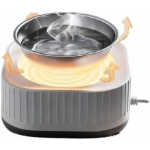 Outdoor Heated Water Bowl for Cats Dogs Rabbits, Thermostatic Control Pet Heated Bowl for Winter, Automatic Warming Dish for Outside Use (Grey),grey