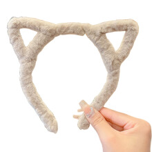Diadema con orejas de gatito, estampado de leopardo, peluche suave, 1 pieza