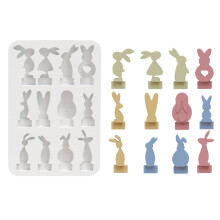 Ceardaíocht Réitigh Coinín Silicone3D DIY na Cásca le haghaidh Tionscadail Ealaíne Plástar agus Roisín an Earraigh, Maisiúcháin na Cásca