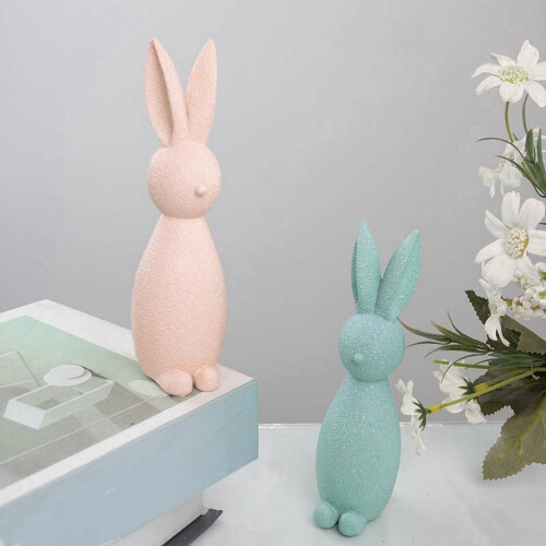Pink Easter Resin Bunny Figurine Set of 3 2