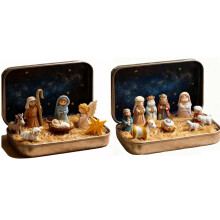 Mini Religious Easter Nativity Set 2 pcs in Tin Box
