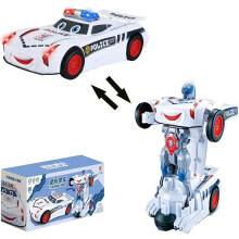 Voiture de police robot transformable avec gyrophares et sirène