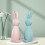 Pink Easter Resin Bunny Figurine Set of 3 5