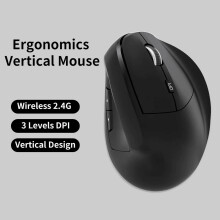 Mouse vertical wireless 2.4G, design ergonomic, buton DPI cu taste laterale, plug and play, utilizare în birou, compatibil cu PC-ul