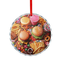 Junk Food Crystal Glass Christmas Ornament Burger Fries