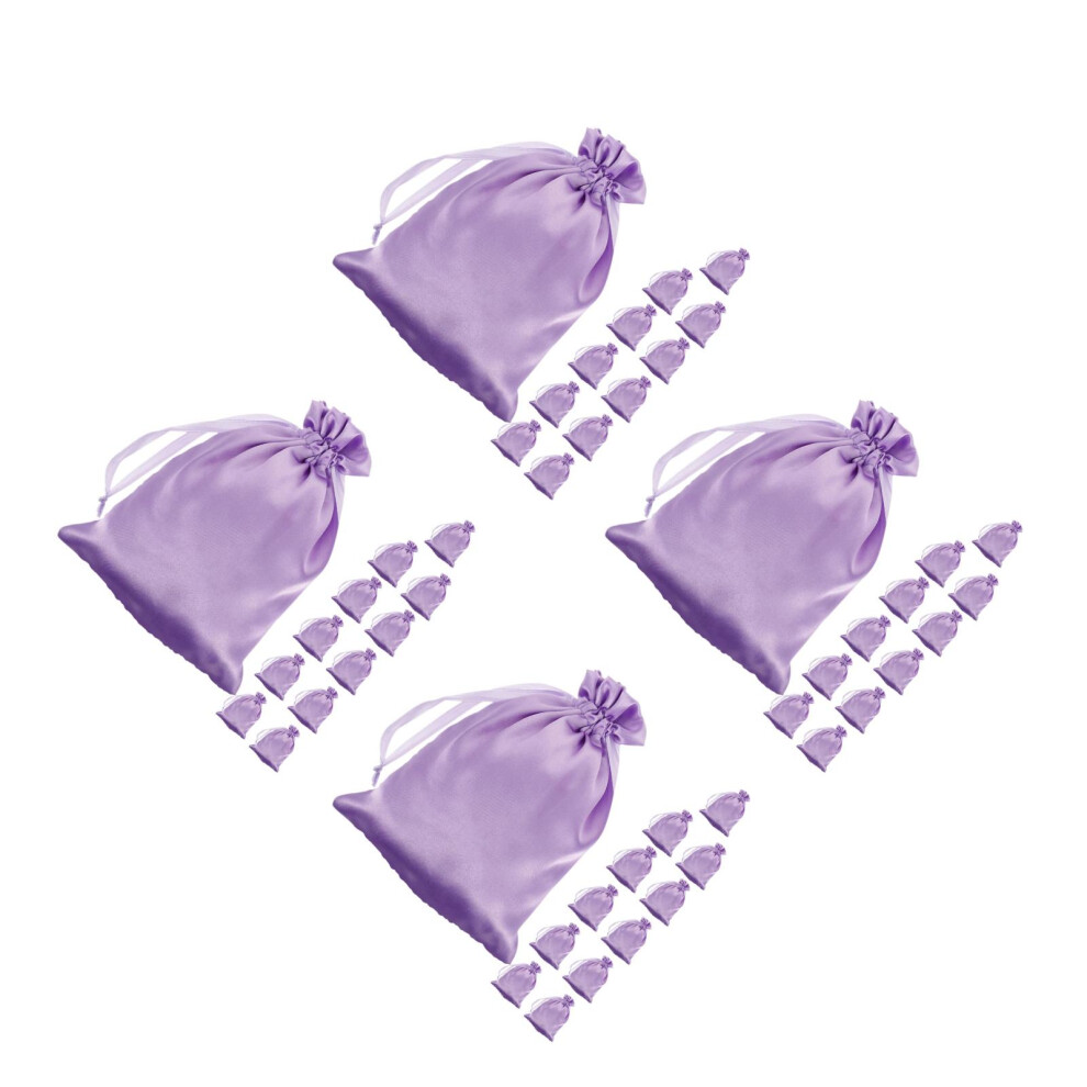 Aboofan 48Pcs Satin Wig Storage Bags Violet Drawstring Travel Hair Tools Cases