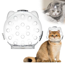 Cat Grooming Mask with Anti-Bite, Breathable Transparent Hood for Bath & Nail Trimming – S, Compatible with Cats
