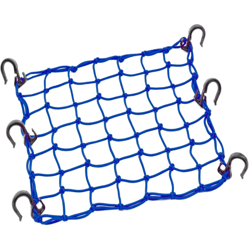 Small Cargo Net 15"X15" Stretches To 30"X30", Thick Hooks, Natural Latex Core, 2"X2" Mesh, Heavy Duty Bungee Net For Motorcycle, Bike, Atv, Utv, 9180435279026