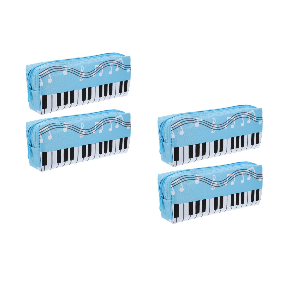 Aboofan Blue 4Pcs Portable Canvas Pencil Pouch Sky- Makeup Brush Cosmetic Bag