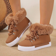 Willtoo Winter Women's Snow Boots Short Barrel, Fleece Lined Thickened Boots for Cold Weather Ginger