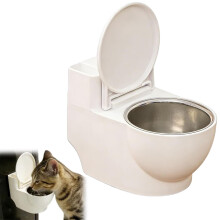 Toilet-Shaped Pet Bowl, Raised Stainless Steel Food/Water Dish for Small Cats, Non-Spill Hanging Feeding Station – Compatible with 2026 Novelty