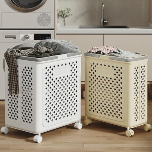 Raidley Collapsible Laundry Basket with Wheels, Foldable Portable Hamper for Home – Compatible with #B,M 1