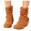 Women's Calf Leather Boots Brown Side Zipper 1 Pair 2