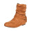 Women's Calf Leather Boots Brown Side Zipper 1 Pair 3