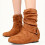 Women's Calf Leather Boots Brown Side Zipper 1 Pair 5
