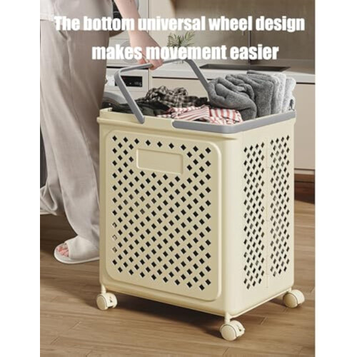 Raidley Collapsible Laundry Basket with Wheels, Foldable Portable Hamper for Home – Compatible with #B,M 2