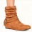 Women's Calf Leather Boots Brown Side Zipper 1 Pair 6