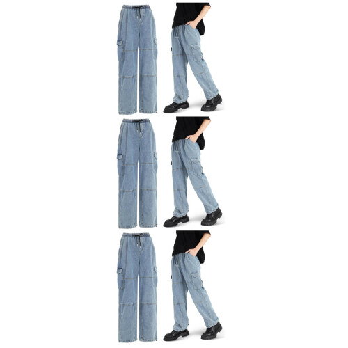 3Pièces Pantalons Larges Coton Style Cargo