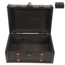 Wooden Storage Box With Lid Rectangular Small Decorative Wood Treasure Chest Vintage Suitcase Case For Keepsakes Pirate Chest For Classroom