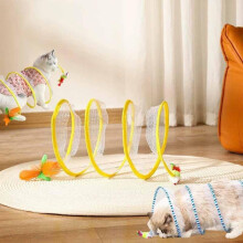 Voryzel Cat Tunnel Toy Yellow Spiral Hunting Tunnel for