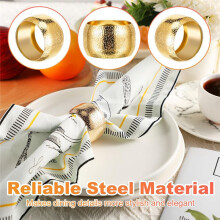 24Pcs Gold Napkin Rings Napkin Holders for Cloth Napkins Metal Wedding Napkin Holder for Linen Fabric Table Napkins