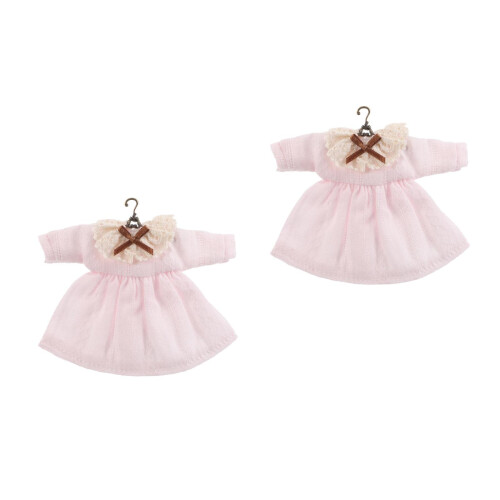 2Pièces Robes Élégantes Rose Dentelle Pour Ob11 Usage Décoratif