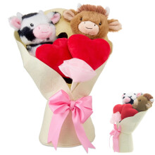 Plush Flower Bouquet with Cow Design 13 inch